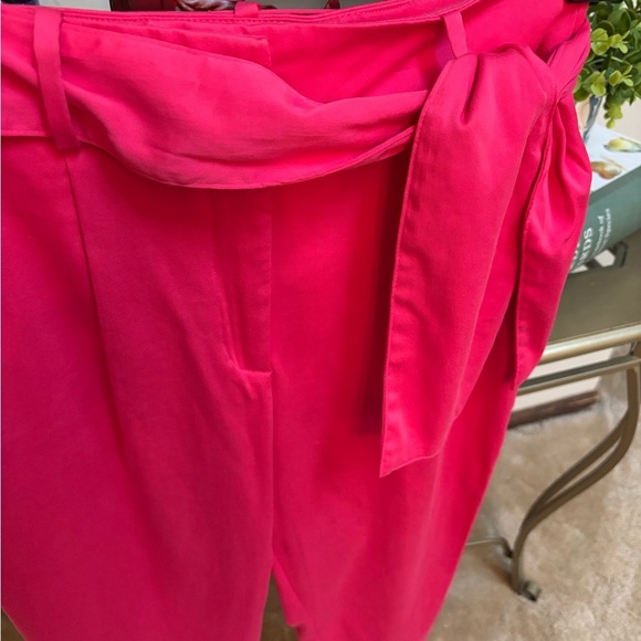 ZARA BASIC HIGH WAISTED TIE SASH HOT PINK TAPERED LEG PANTS SIZE XS💞🩷 - Picture 5 of 8